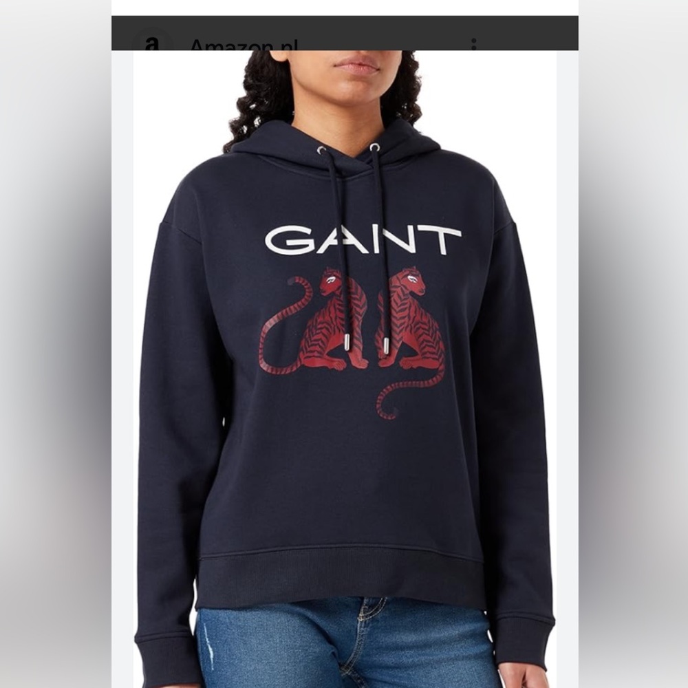 New Women’s Sweatshirt Hoodie GANT Tigress XL Navy/Ref Classic Fit Cotton
